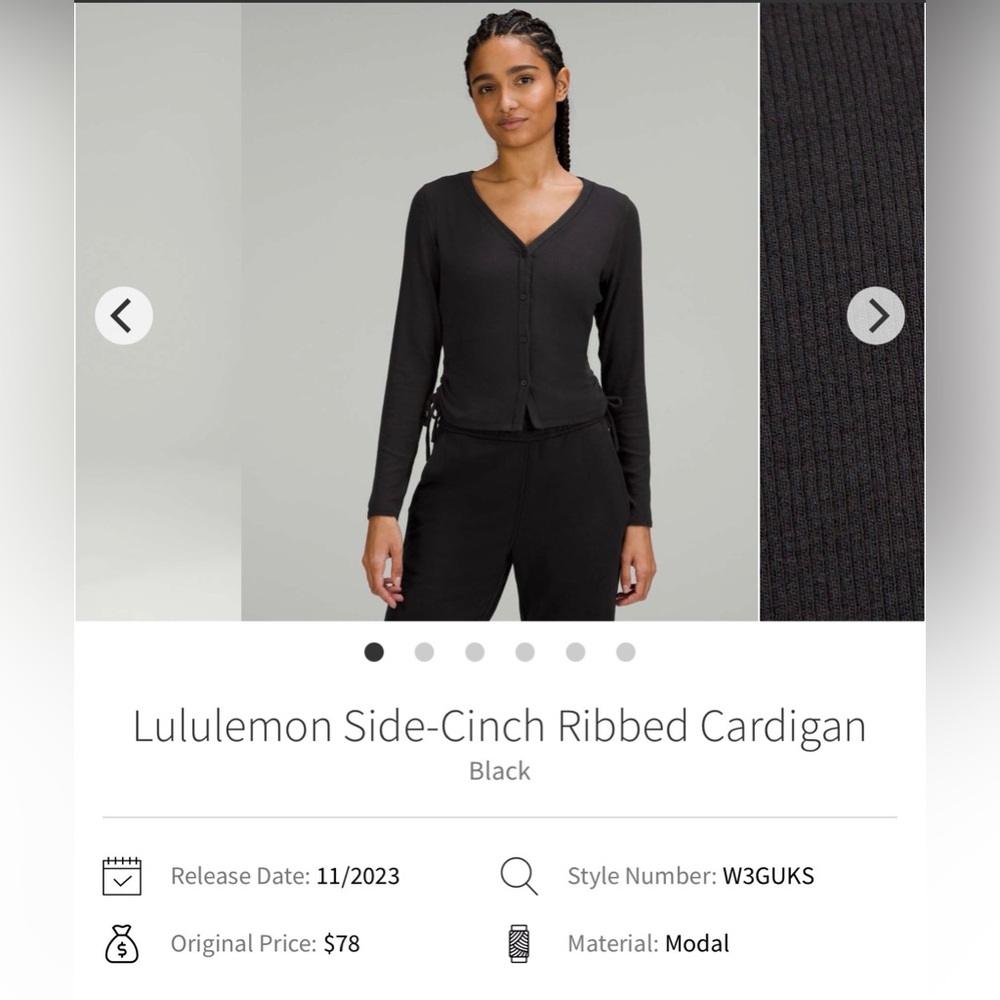 Lululemon Side Cinch Ribbed Cardigan - Picture 5 of 6
